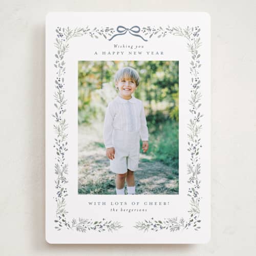 This is a bluebell holiday photo cards with standard by Itsy Belle Studio called bountiful boughs printing on recycled smooth signature in grand