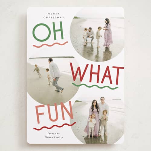 This is a candy cane holiday photo cards with standard by Everett Paper Goods called fun redux printing on recycled smooth signature in grand
