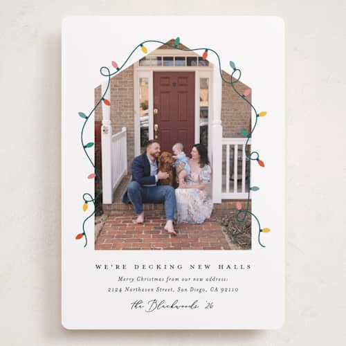 This is a frost holiday photo cards with standard by Erica Krystek called christmas move printing on recycled smooth signature in grand