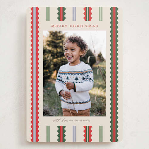 This is a fruitcake holiday photo cards with standard by Pixel and Hank called swiggle printing on recycled smooth signature in grand