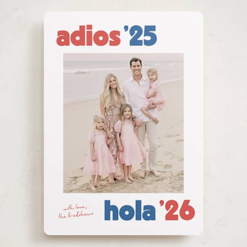 This is a azure holiday photo cards with standard by Megan Davis called adios printing on recycled smooth signature in grand