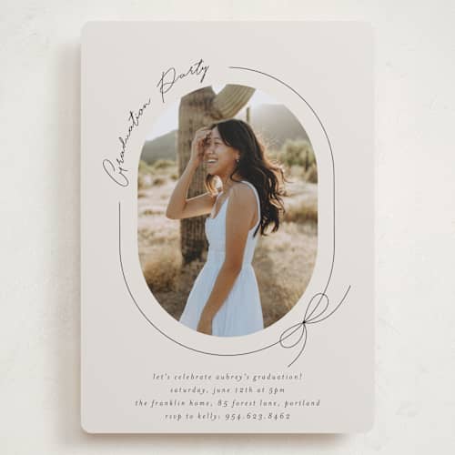 This is a latte graduation invitations with standard by Blustery August called etna printing on recycled smooth signature in grand