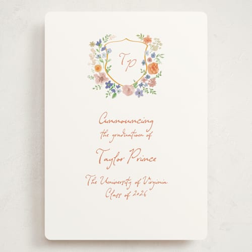 This is a hoos graduation announcements with standard by Cass Loh called wildflowers crest printing on signature in grand