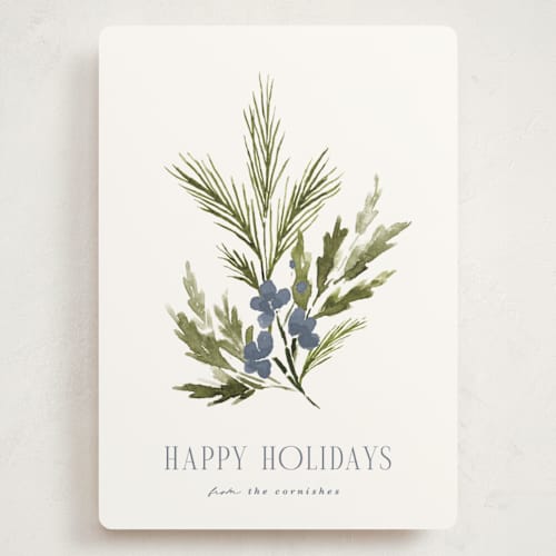This is a frost holiday photo cards with standard by Kate Ahn called simple sprig printing on signature in grand