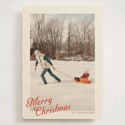 This is a peppermint holiday photo cards with standard by Ekko Studio called vintage postcard printing on signature in grand