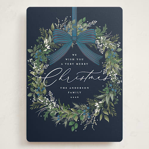This is a winter berry holiday photo cards with standard by Susan Moyal called festive holiday printing on signature in grand