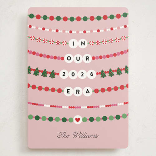 This is a bubblegum holiday photo cards with standard by Pixel and Hank called merry era printing on signature in grand