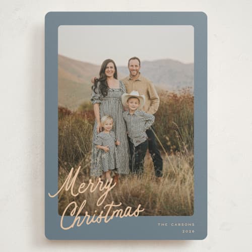 This is a sunlit holiday photo cards with standard by Pixel and Hank called palette printing on signature in grand