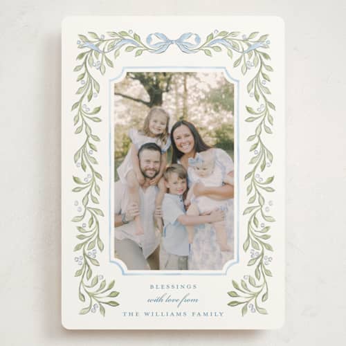 This is a bluebell holiday photo cards with standard by Sarah Knight called vintage garland printing on signature in grand