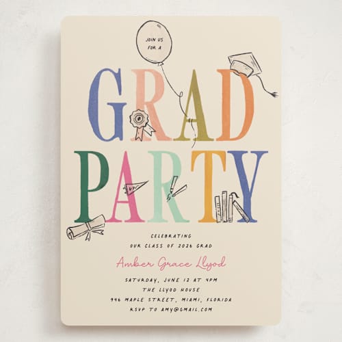 This is a fruitloop graduation invitations with standard by Vera Lim called iconic printing on signature in grand
