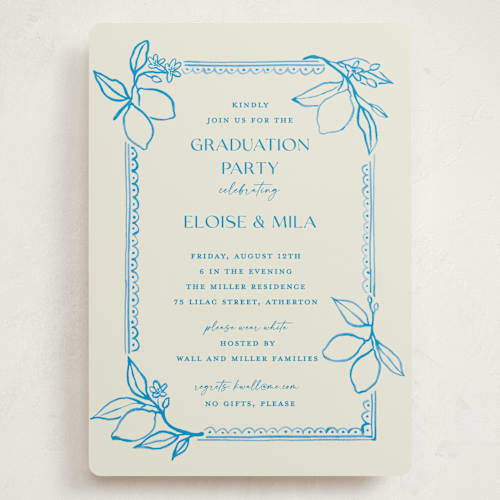This is a ocean graduation invitations with standard by Pati Cascino called mediterraneo printing on signature in grand