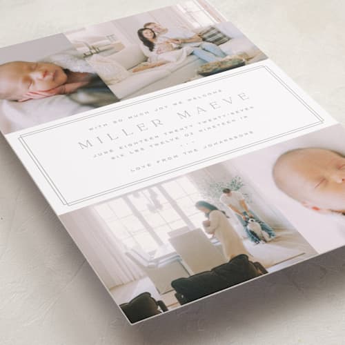 This is a latte petite birth announcements with standard by Kristie Kern called camden printing on recycled smooth signature in petite