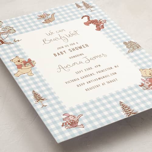 This is a sky baby shower postcards with standard by Teju Reval called disney's fun pooh printing on signature in postcard