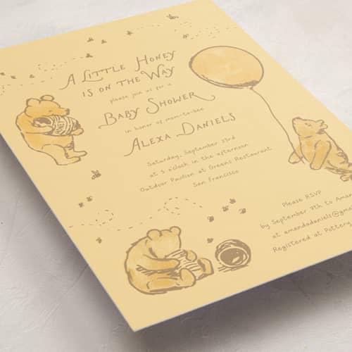 This is a honey baby shower postcards with standard by Jenna Holcomb called disney's winnie the pooh little honey printing on signature in postcard