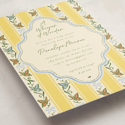 This is a willow baby shower postcards with standard by Vera Lim called whisper printing on signature in postcard