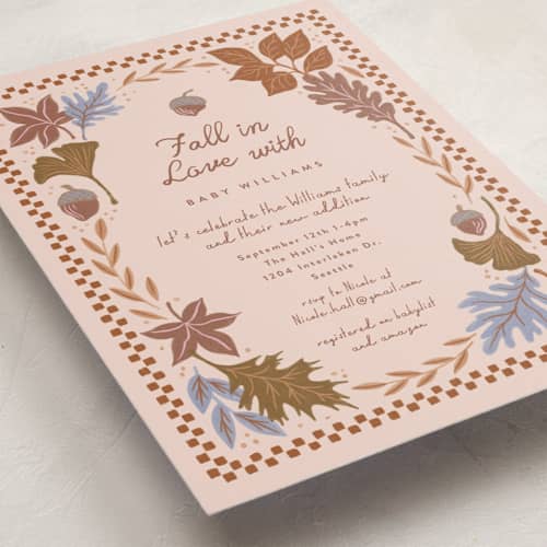 This is a latte baby shower postcards with standard by Alethea and Ruth called fall in love printing on signature in postcard