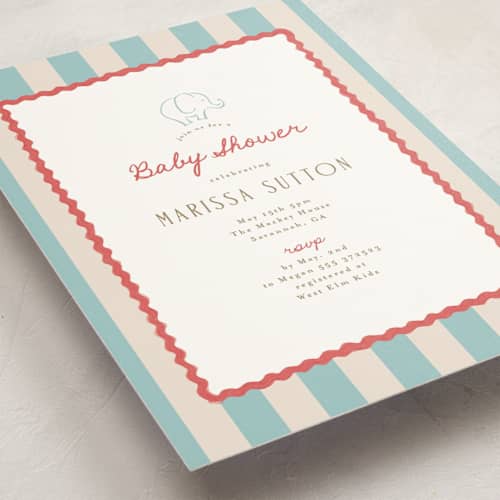 This is a sky baby shower postcards with standard by Tamara Hilje called circus circus printing on signature in postcard