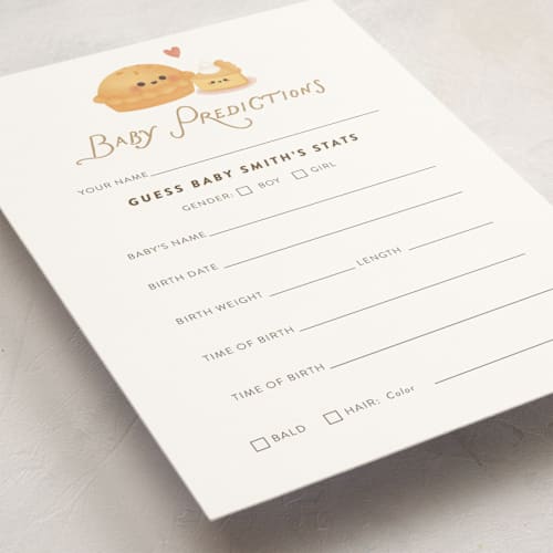 This is a tan baby shower postcards with standard by Itsy Belle Studio called cutie pie printing on signature in postcard