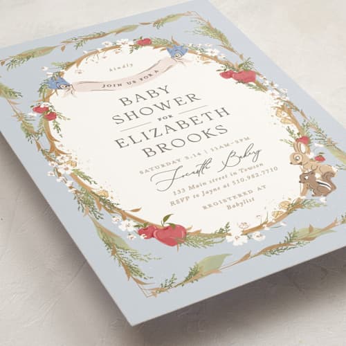 This is a blue skies baby shower postcards with standard by Erin L. Wilson called disney's snow white someday printing on signature in postcard