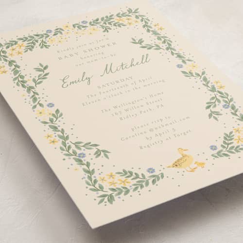This is a vanilla baby shower postcards with standard by frau brandt called cottage life printing on signature in postcard