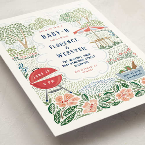 This is a ketchup baby shower postcards with standard by Paper Sun Studio called backyard bbq printing on signature in postcard