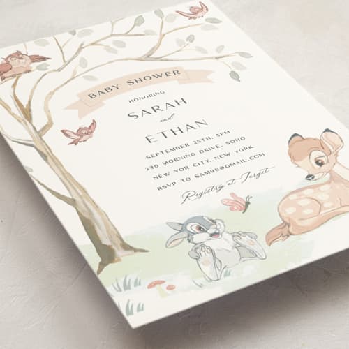 This is a sunshine baby shower postcards with standard by Teju Reval called disney's sweet bambi printing on signature in postcard