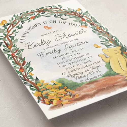This is a honey baby shower postcards with standard by The Savage Label called vintage winnie the pooh baby shower invite printing on signature in postcard