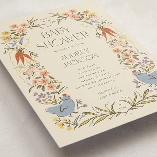 This is a creamery baby shower postcards with standard by Vera Lim called whimsical frame printing on signature in postcard