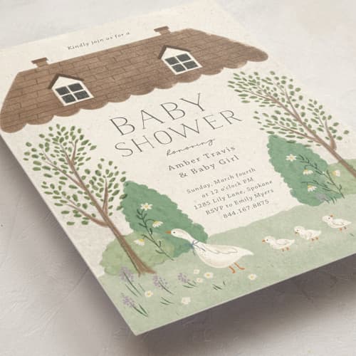 This is a cream baby shower postcards with standard by Kiersten Garner called cottage baby printing on signature in postcard