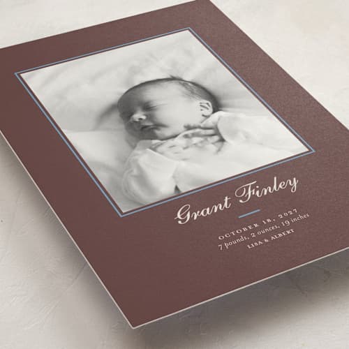 This is a teddy bear petite birth announcements with standard by Alston Foster called peanut printing on signature in petite