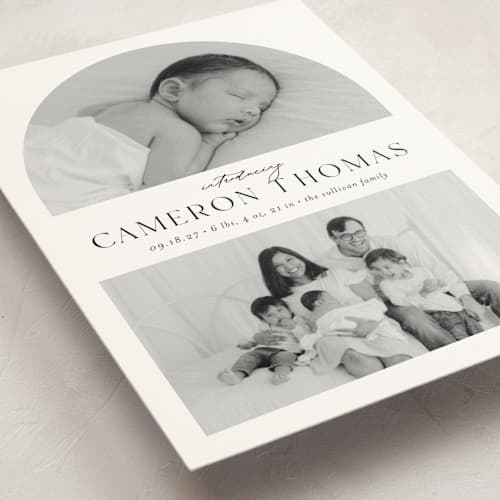 This is a sugar petite birth announcements with standard by Ashley Iwafuchi called simply introducing printing on signature in petite
