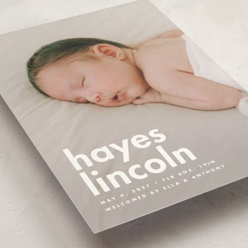 This is a cloud petite birth announcements with standard by Ellen Schlegelmilch called hayes printing on signature in petite