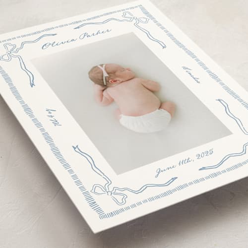 This is a sky birth announcement postcards with standard by Jelena Vuletic called arabella printing on signature in postcard