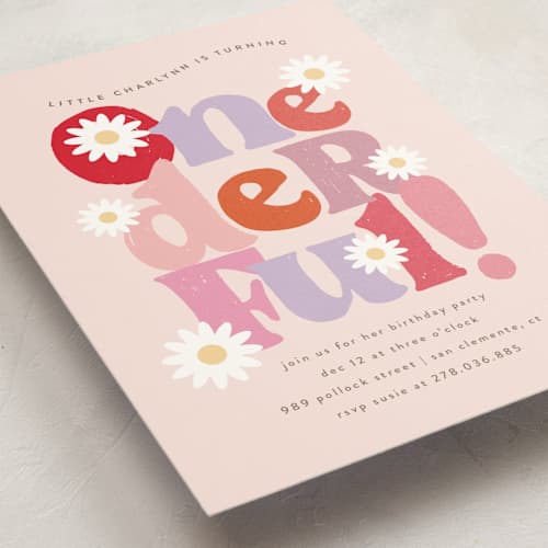 This is a petal kids birthday invitations with standard by chocomocacino called lei printing on signature in postcard