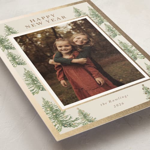 This is a toffee christmas postcards with foil pressed by Petra Kern called winter trees printing on signature in postcard
