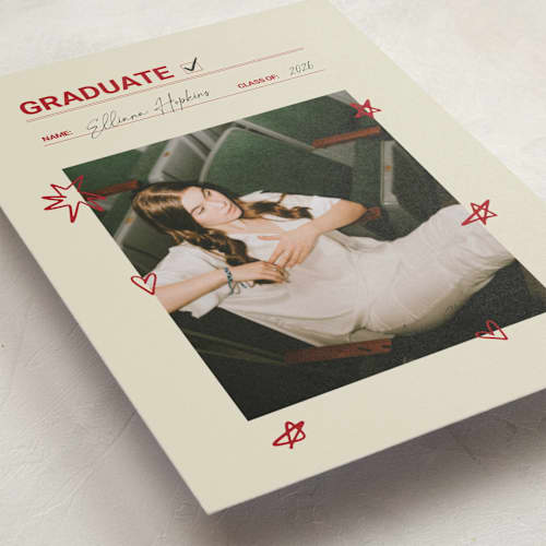 This is a parchment graduation announcements with standard by Zove Ahhh called checklist complete printing on signature in petite