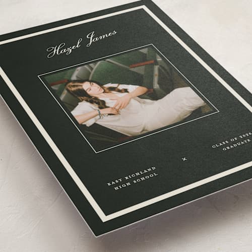 This is a jade graduation announcements with standard by Pixel and Hank called prepped printing on signature in petite