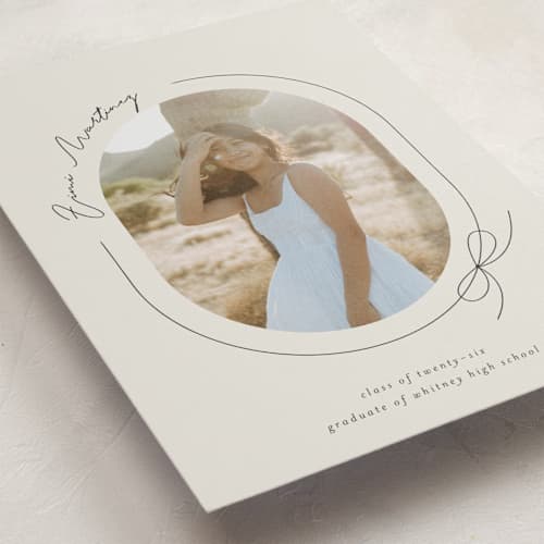 This is a latte graduation announcements with standard by Blustery August called etna printing on signature in petite