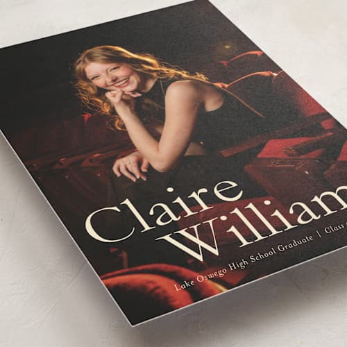 This is a milk graduation announcements with standard by Ani Somi called california printing on signature in petite