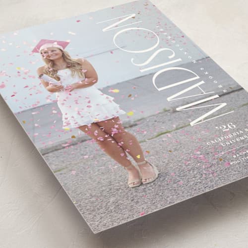This is a snow graduation announcements with standard by Owl and Toad called pillar printing on signature in postcard