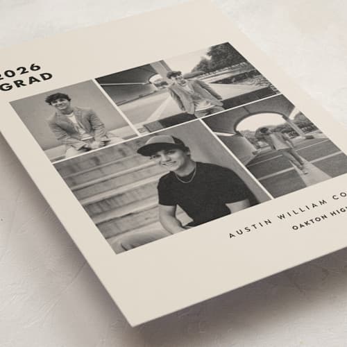 This is a sandstone graduation announcements with standard by Olivia Raufman called fourth quarter printing on signature in postcard