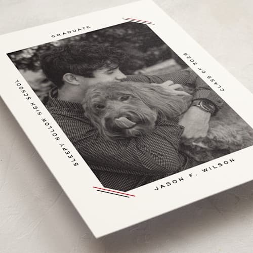 This is a coal graduation announcements with standard by Claudia Orengo called color stripes printing on signature in postcard