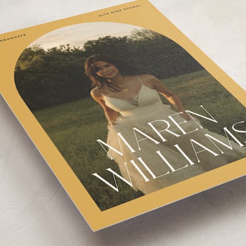 This is a sunshine graduation announcements with standard by Robert and Stella called in vogue printing on signature in postcard