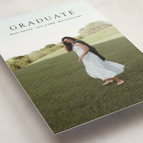 This is a pepper graduation announcements with standard by Bryanna Mehner called minimalism printing on signature in postcard