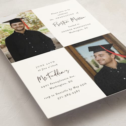 This is a fudge graduation invitations with standard by Mansi Verma called mod duo printing on signature in petite