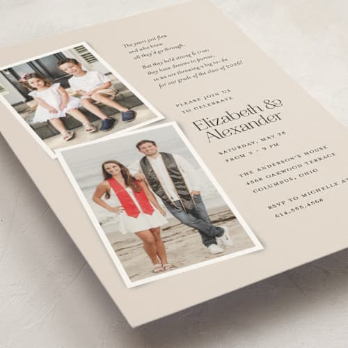 This is a ivory graduation invitations with standard by Heather Schertzer called big to-do printing on signature in petite