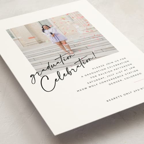 This is a cloud graduation invitations with standard by Jenna Holcomb called modern celebration printing on signature in petite