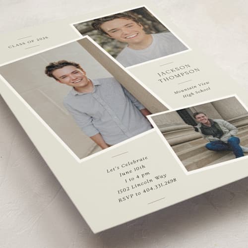 This is a creamery graduation invitations with standard by That Girl Press called a trio printing on signature in petite