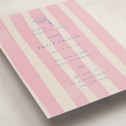 This is a cherry blossom graduation invitations with standard by Jessica Yeo called daydreams and doodles printing on signature in petite