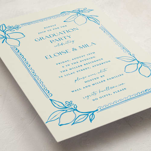 This is a ocean graduation invitations with standard by Pati Cascino called mediterraneo printing on signature in petite